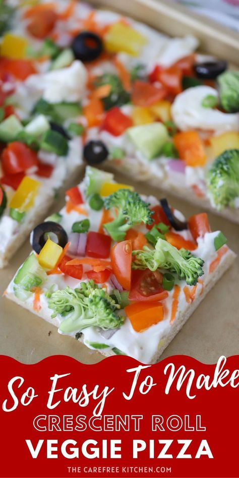 Picture this: a golden-brown crescent roll base topped with a colorful array of fresh vegetables, all smothered in savory sauce and melted cheese. Hungry yet? I will guide you through the process of creating your very own Crescent Roll Veggie Pizza, perfect for any occasion. Vegetable Pizza Dip, Ww Crescent Roll Recipes, Croissant Veggie Pizza, Easter Veggie Pizza, Veggie Crescent Pizza, Veggie Pizza Appetizer Crescent Rolls, Vegetable Pizza Crescent Roll Ranch, Veggie Squares Crescent Rolls, Fresh Veggie Pizza