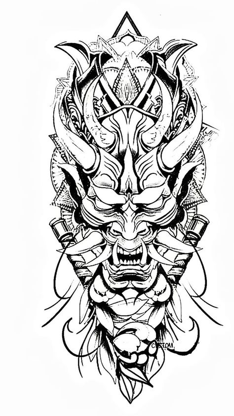 Japanese Leg Tattoo Stencil, Samurai Tattoo Stencil, Japanese Samurai Tattoo Design, Lion Leg Tattoo, Samurai Mask Tattoo, Voll Arm-tattoos, Oni Tattoo, Dragon Tattoo Art, Samurai Tattoo Design