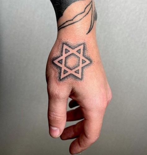 Jewish Star Tattoo, Star Of David Tattoo, David Tattoo, Star Tattoo, Jewish Star, Hand Tattoos For Guys, Star Tattoos, Star Of David, Hand Tattoos