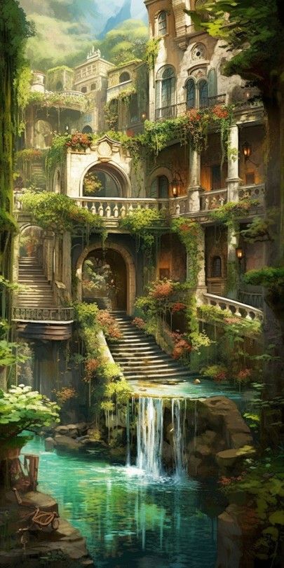 Tumblr Fantasy House, Fantasy City, Fantasy Castle, Fantasy Places, A Castle, Fantasy Art Landscapes, Fantasy Aesthetic, Fantasy Concept Art, Arte Fantasy