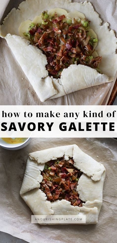 Puff Pastry Galette Savory, Gallette Recipe Gluten Free, Vegan Galette Savory, Galette Recipes Savory, Fall Galette Recipe Savory, Savory Galette Recipe, Thanksgiving Galette, Galette Dough Recipe, Spinach Galette