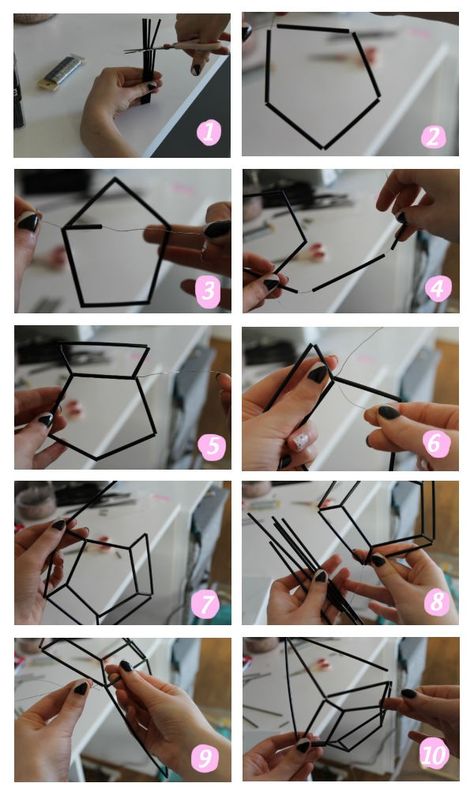 Himmeli Diy, Do It Yourself Decoration, Baby Mobil, Metallic Spray Paint, Diy Chandelier, Geometric Decor, Floral Wire, Diy Wedding Decorations, Diy Home Crafts