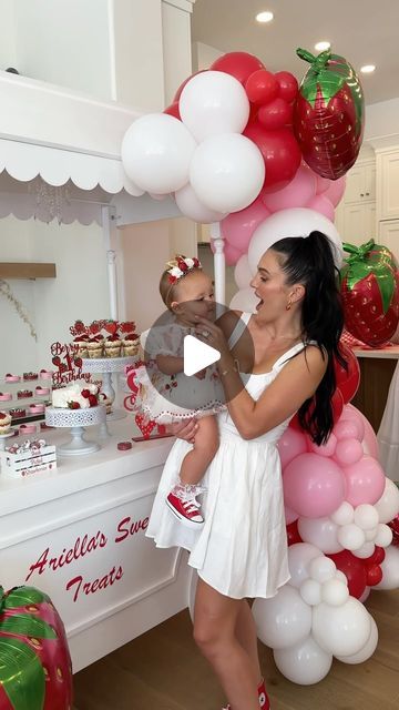 Niki Jensen on Instagram: "Ari’s Berry First Birthday🍓🍰 #firstbirthday #berryfirstbirthday #birthdaygirl #birthdayparty #firsttimemom #1stbirthday #babysfirstbirthday #babybirthdayparty #birthdaysurprise #firstbirthdayparty" Berry First Birthday Photoshoot, Berry First Birthday Party, Berry Birthday, Berry First Birthday, December Birthday, Birthday Cake With Candles, Baby Birthday Party, First Birthday Cakes, Girl Birthday Party