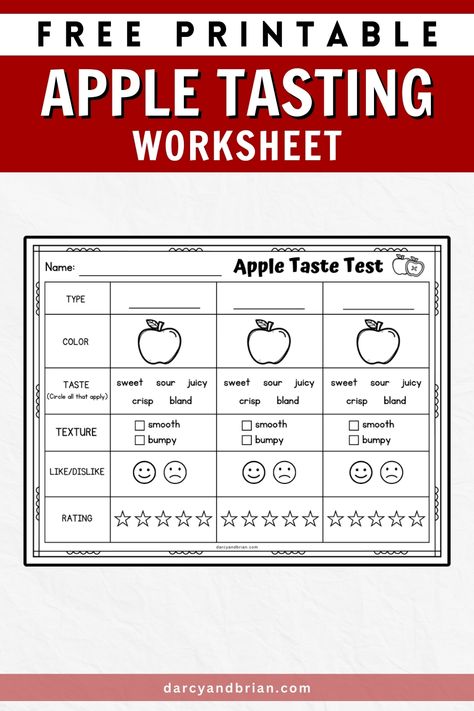 Enhance learning with our Apple Tasting Worksheet for Kids. This free engaging worksheet provides a fun way for young learners to explore different apple varieties through sensory experiences. This offers activities that combine taste testing with valuable skills such as writing and coloring. Perfect for fall activities for children, these promote interactive learning while encouraging creativity. Use these apple-themed activities to enrich educational experiences in a playful manner. Apple Week Activities, Apple School Activities, Apple Investigation Free Printable, Apple Activities 1st Grade, Homeschool Apple Activities, Apple Experiments For Kids, Fall School Age Activities, Apple Activities First Grade, October Homeschool Themes