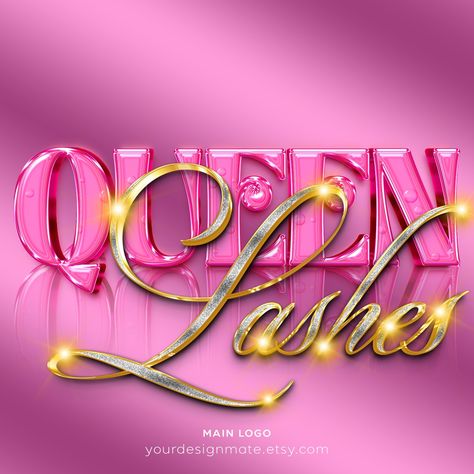 ✨ Luxurious Premade Logo for Beauty Brands! Introducing a stunning premade logo with bold 3D pink letters and luxurious gold script to showcase your brand in style. Perfect for lash artists, beauty professionals, and those looking to make a chic statement. The combination of glittering gold accents, polished metallic finishes, and a high-gloss pink design ensures your brand stands out with elegance and glamour. Why This Logo is Perfect for Your Brand: ✨ Striking gold and silver typography t... Lash Extension Logo, Eyelash Logo Design, Technician Logo, Silver Typography, Animal Tattoos For Women, Lash Technician, Eyelash Logo, Glitter Logo, Logo Beauty