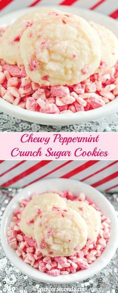 Chewy Peppermint Crunch Sugar Cookies Peppermint Recipes Desserts, Peppermint Crunch, Peppermint Dessert, Peppermint Recipes, Diy Easy Recipes, Peppermint Cookies, Cookies Christmas, Xmas Cookies, Köstliche Desserts