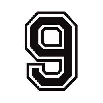 "Number 9 sticker - black and white, college sports font" Sticker for Sale by Mhea | Redbubble 9 Design Number, 9 Font Number, 9 Number Design Fonts, Number 9 Wallpaper, Number 9 Font, Soccer Number, School Binder Covers, Font Sticker, Football Numbers