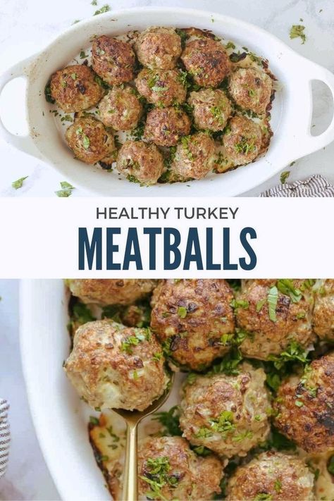 Looking for a tasty and healthy dinner option? These turkey meatballs are packed with flavor and easy to make. Perfect for meal prepping or a quick weeknight meal the whole family will love! Healthy Beef Meatballs, Healthy Turkey Meatballs, Turkey Pesto Meatballs, Easy Italian Dinner, Italian Turkey Meatballs, Turkey Meatballs Recipe, Turkey Meatballs Healthy, 30 Minute Meals Healthy, Turkey Meatballs Baked