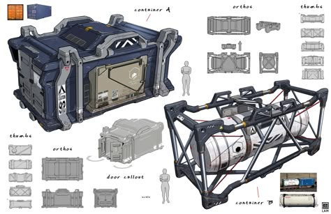 Scifi Container, Sci Fi Props, Props Design, Spaceship Interior, Props Concept, Space Engineers, Sci Fi Design, Sci Fi Environment, Cargo Container