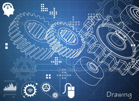 Technical Drawing  with Gears Engineering Illustration, Organizational Chart Design, Gear Drawing, Maker Fun Factory Vbs, Mechatronics Engineering, Maker Fun Factory, Engineering Drawing, Realistic Eyes, Patent Art Prints