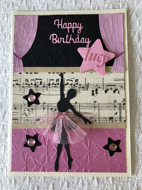 Dance or ballet birthday card by Lorraine Smallacombe Ballerina Cards Ideas, Ballet Cards Handmade, Dance Cards Diy, Ballet Birthday Card, Ballerina Birthday Cards Handmade, Ballerina Birthday Card, Ballerina Cards Handmade, Ballet Cards, Ballerina Card