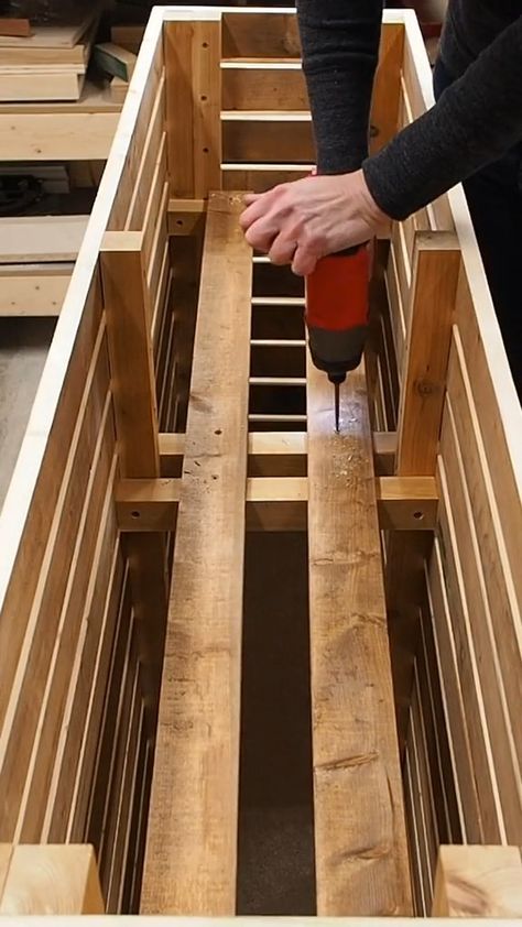 woodworking ideas #reel | Black cat one | Black cat one · Original audio Slatted Planter, Small Decks, Planter Box Plans, Diy Pallet Sofa, Diy Garden Fountains, Wood Fire Pit, Diy Planter Box, Wood Planter Box, Small Woodworking Projects