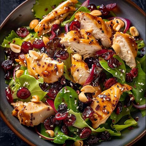 Delicious Asian Chicken Cranberry Salad Recipe Winter Salad With Chicken, Asian Cranberry Chicken Salad, Asian Chicken Cranberry Salad Recipe, Asian Chicken Cranberry Salad, Cranberry Chicken Salad Recipe, Chicken Cranberry Salad, Healthy 2024, Chicken Cranberry, Cranberry Salad Recipes