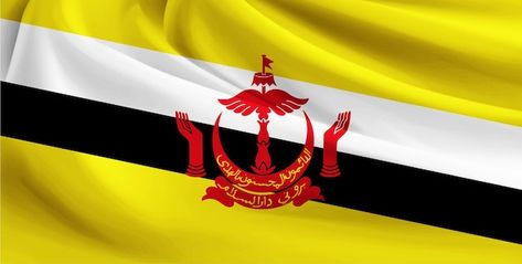 Brunei flag folded 3d Premium Photo | Premium Photo #Freepik #photo #design #flag #3d #graphic Bendera Brunei, Brunei Flag, Thailand Flag, Hand Symbols, Space Backgrounds, Abstract Waves, Alcohol Ink Painting, Hexagon Pattern, Fluid Painting