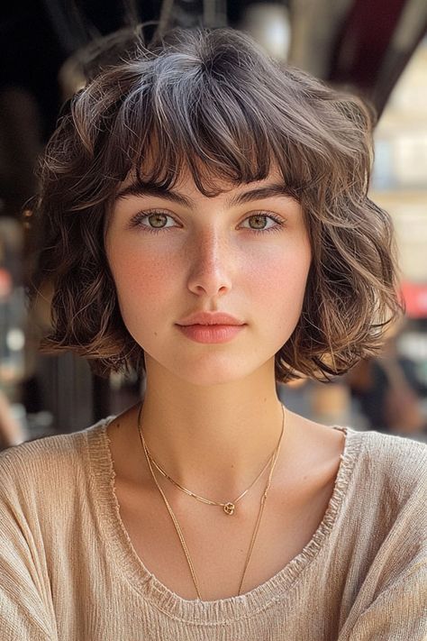 Dark Brown Soft Wavy Hair, French bob haircut, parisian bob haircut, french bob hairstyle with bangs Wavy French Bob Without Bangs, Wavy French Bob With Bangs, French Bob Wavy Hair, Layered French Bob, Wavy French Bob, Parisian Bob, French Haircuts, Blonde Angled Bob, French Haircut