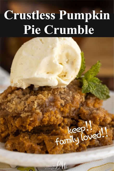 EVERYONE LOVED THIS!!🍁🍂Crustless Pumpkin Pie Crumble recipe 🍂has a creamy pumpkin filling topped with sweet, spiced oat crumble is a delightful dessert. #pumpkinpie #pumpkinrecipes Pumpkin Pie Crumble, Pumpkin Crisp Recipe, Pumpkin Crumble, Holiday Desert Recipes, Halloween Eats, Pumpkin Crisp, Pumpkin Filling, Crustless Pumpkin Pie, Crumb Bars