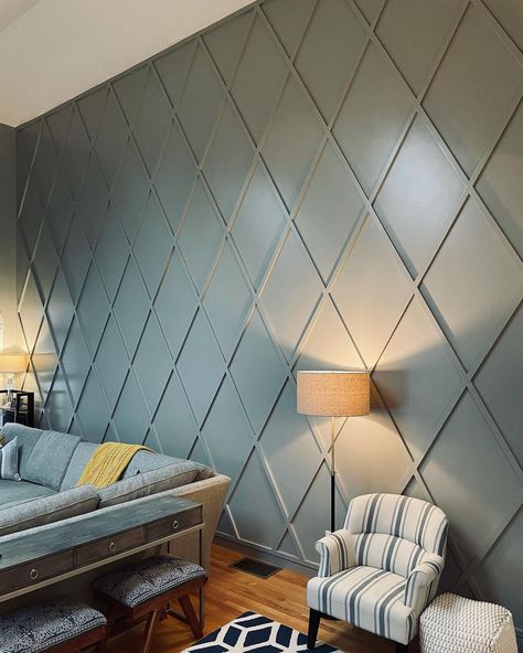 Diamond Accent Wall, Wall Behind Tv, Walls Design, Entry Room, Bedroom Redesign, Accent Wall Designs, Diamond Wall, Wood Accent Wall, Bedroom Accent