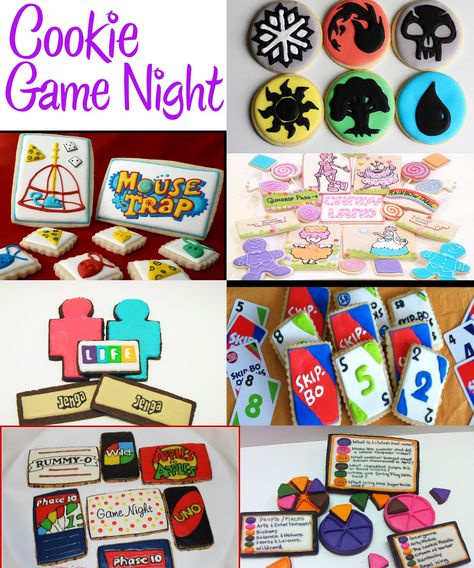 Board Game Cookies Decorated, Board Game Cookies, Game Night Cookies, Gingerbread Games, Friend Game Night, Game Night Snacks, Bar Mitzvah Centerpieces, Mitzvah Centerpieces, Board Game Themes