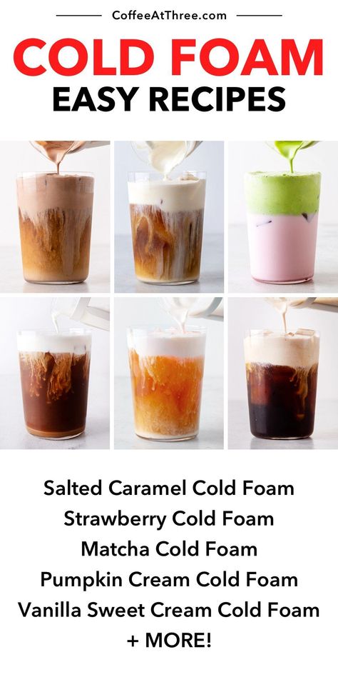 Foam Coffee How To Make, Diy Starbucks Cold Foam, How To Cold Foam, Salted Cold Foam Recipe, Carmel Cold Foam Recipe, How To Make Cold Cream Foam, How Do You Make Sweet Cream Cold Foam, At Home Cold Coffee Recipes, Low Cal Cold Foam