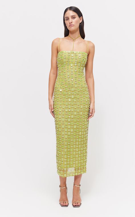 Lucinda Embellished Midi Dress By Rachel Gilbert | Moda Operandi Cocktail Wedding Guest Dress, Merida Dress, Embellished Midi Dress, Rachel Gilbert, Wedding Guest Looks, Feminine Look, Neck Strap, Event Dresses, Minimal Fashion