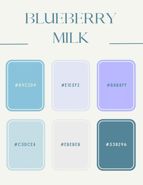 Blueberry Milk Hex Codes, Color Pallete Aesthetic digitalplanning #plannerdecorating Milky Pastel Color Palette, Aesthetic Highlighter Hex Codes, Aesthetic Hex Codes Goodnotes, Aesthetic Color Palettes For Notes, Color Palette Hex Codes Aesthetic, Aesthetic Colors With Hex Codes, Google Slide Color Codes, Light Blue Hex Code, Procreate Hex Codes