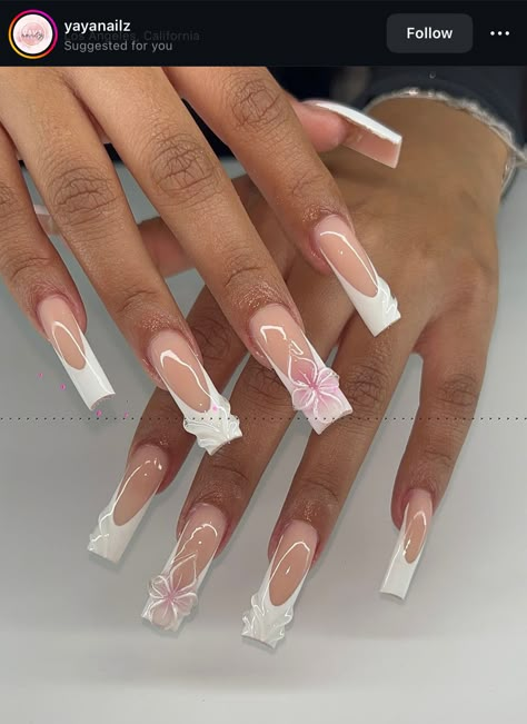 Girly Acrylic Nails, French Tip Acrylic Nails, Acrylic Nails Coffin Pink, Unique Acrylic Nails, Long Square Acrylic Nails, Bling Acrylic Nails, Acrylic Nails Coffin Short, Summer Acrylic Nails, Short Acrylic Nails Designs