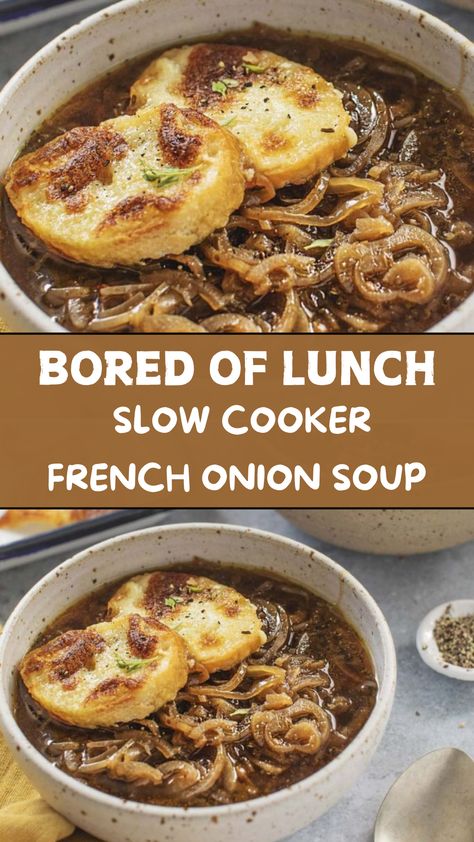 Bored Of Lunch Slow Cooker French Onion Soup Slow Cooker Onion Jam, French Onion Soup Slow Cooker, French Onion Soup Recipe Slow Cooker, Slow Cooker French Onion Soup, Onion Jam, Slow Cook, Hot Soup, Slow Cooker Soup, French Onion Soup