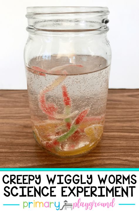 Halloween Science Experiments For Preschoolers, Science For Infants, Silly Science For Preschool, Bug Science Experiments, Messy Science Experiments, Mario Science Experiment, Worm Activities For Kids, Letter G Experiment, Dancing Worms Experiment