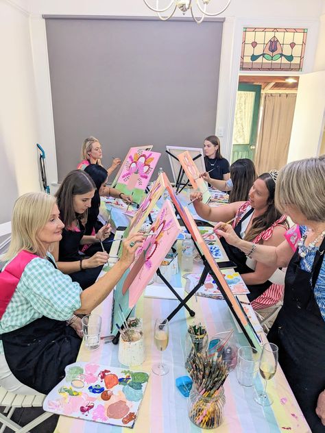 Hens Weekend, Hens Party Ideas, Classy Hen Party, Paint With Acrylics, Hen Weekend, Christmas Experiences, Guided Art, Painting Activities, Hens Party