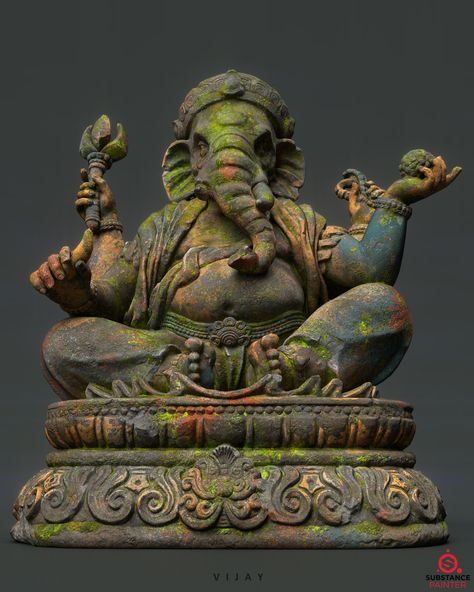 ArtStation - Lord Ganesha Statue., Vijay Singh Annapurna Devi, Vijay Singh, Cute Panda Drawing, Lord Ganesha Statue, Theravada Buddhism, God Ganesh, Ganesh Lord, Panda Drawing, Ganesha Statue