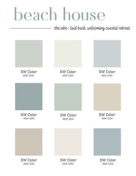 Sherwin Williams Coastal, Coastal Paint Palette, Coastal Paint, Beach House Colors, Sherwin Williams Paint, Paint Decor, Paint Palettes, House Color Palettes, The Beach House