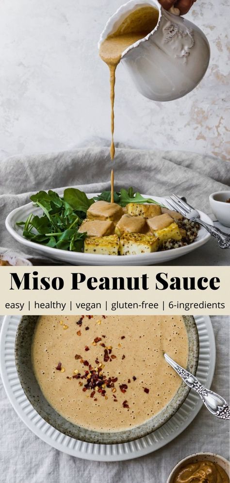 Miso Sauce Recipe, Walder Wellness, Homemade Miso, Peanut Sauce Recipe, Healthy Sauces, Thai Peanut Sauce, Homemade Sauce Recipes, Drink Inspiration, Vegan Dip