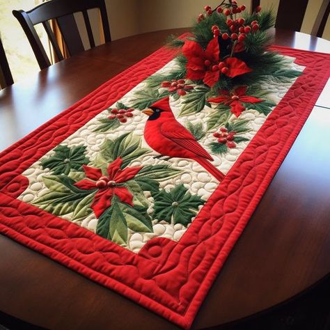 Cardinal Quilts, Cardinal Quilt, Xmas Quilts, Square Quilts, Quilt Pillow Case, Christmas Tips, Quilted Table Runners Christmas, Christmas Table Toppers, Quilting Blocks