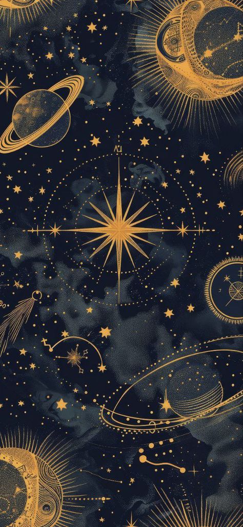 90s Celestial Pattern, Celestial Phone Backgrounds, Starry Wallpaper Aesthetic, Stars Wallpaper Aesthetic, Boho Wallpaper Iphone, Whimsical Background, Wallpaper Gothic, Astro Aesthetic, Starry Night Wallpaper