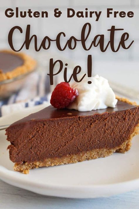 Dairy Free Chocolate Cream Pie, Dairy Free Pie Recipes, Pie Dairy Free, Gluten Free Chocolate Pie, Lactose Free Desserts, Dairy Free Deserts, Dairy Free Pies, Dairy Free Pudding, Dairy Free Whipped Cream