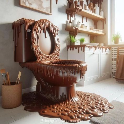 Chocolate Inspired Toilet: A Sweet Revolution in Bathroom Design Crazy Bathroom, Crazy Bathrooms, Chocolate Scented Candles, Chocolate Benefits, Bathroom Stuff, Bathroom Transformation, Decorative Soaps, Trending Art, Toilet Design