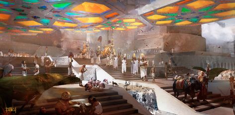 ArtStation - Ancient civilizations 03, Pedro Blanco Civilization Beyond Earth Art, Fantasy Civilization, The Art Showcase, Egypt Concept Art, Civilization Beyond Earth, Red City, Art Showcase, Ancient Civilization, Fantasy Background