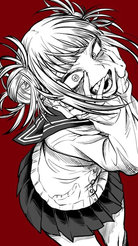 Himiko Toga Wallpaper Dark, Villain Drawing Poses, Himiko Toga Drawing, Himiko Toga Manga, Toga Himiko Manga, Himiko Toga Fanart, My Hero Academia Drawing, Toga Manga, Toga Fanart