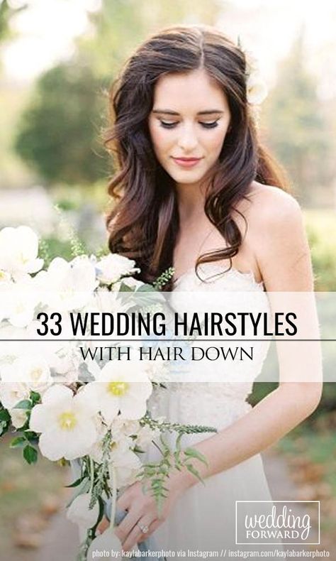 33 Exquisite Wedding Hairstyles With Hair Down ❤ Wedding hairstyles with hair down are perfect for spring or summer celebration. Have inspired with our wedding hairstyle ideas for hair down. See more: http://www.weddingforward.com/wedding-hairstyles-down/ ‎#wedding #bride #weddinghairstyles #weddinghairstylesdown Wedding Hair Down Front View, Wedding Hair Flowers And Veil, Wearing Hair Down For Wedding, Glamorous Hair Styles, Romantic Wedding Hairstyles For Long Hair, Front Updo Hairstyles Wedding, Bridal Hairstyles Hair Down, Simple Hairstyle For Bride, Bride Hair Down Side Part