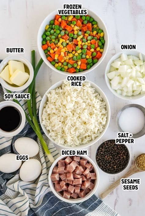 Veggies And Rice, Ham Fried Rice, Protein Veggies, Fried Rice Recipe Easy, Chicken Fried Rice Recipe, Making Fried Rice, Vegetable Fried Rice, Cooking White Rice, Fried Rice Recipe