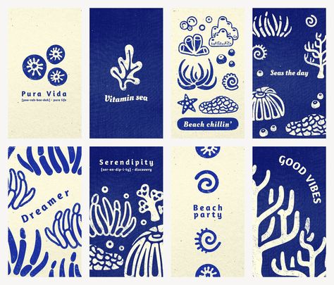 Ocean story template, blur marine life design psd set | premium image by rawpixel.com / Tang Coastal Aesthetic Graphic Design, Ocean Presentation Design, Ocean Design Ideas, Ocean Branding Design, Underwater Graphic Design, Marine Graphic Design, Beachy Graphic Design, Coastal Graphic Design, Shell Graphic Design