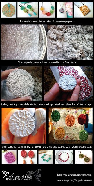 Paper Mache Projects, Paper Pulp, Paper Bead Jewelry, Paper Mache Crafts, Scrapbooking Stamps, Paper Art Craft, Make Jewelry, Paper Jewelry, Fabric Beads