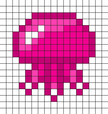 Pixel Art Pattern Jellyfish, 29 X 29 Pixel Art, Jelly Fish Perler Beads, Jellyfish Perler Beads, Perler Bead Jellyfish, Jellyfish Pixel Art Grid, Tiny Alpha Pattern, Pixel Wall Art, Jellyfish Perler Bead Patterns