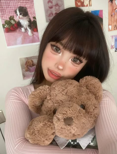 Doll Eyes Makeup, Dollette Makeup, Cute Doll Makeup, Xiaohongshu Makeup, Dolly Makeup, Makeup Asia, Makeup Douyin, Big Eyes Makeup, Sweet Makeup