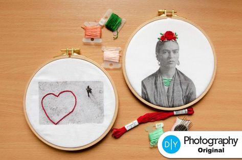 Artistic Hobbies, Embroidered Photography, Embroidered Photo Art, Embroidered Photographs, Photo Embroidery, Portrait Embroidery, Embroidered Photo, Embroidery Tshirt, Embroidery Transfers