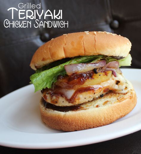 Grilled Teriyaki Chicken Sandwich. Holy, cow. I hope you make this sandwich. It is out of this world scrumptious…that is, if you are in to things like juicy chicken, caramelized onions, grilled pineapple and melted cheese all covered in a knock your socks off teriyaki sauce. Teriyaki Chicken Sandwich, Pollo Teriyaki, Summer Bbq Recipes, Teriyaki Beef, Grilled Teriyaki Chicken, Chicken Sandwich Recipes, Bread Bun, Burgers Sandwiches, Sandwich Recipe