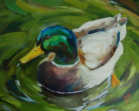 Pond Painting, Duck Art, Lake Painting, Watercolor Paintings For Beginners, Farm Art, Bird Painting, Mallard Duck, A Level Art, Dog Paintings