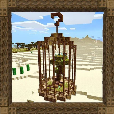 Giant birdcage. There’s a video on the last side of parrots dancing to music in to cheer your day up (I’ve always found it cute and funny).… Minecraft Bird Cage House, Birdcage Minecraft, Minecraft Bird Cage, Minecraft Parrot House, Parrots Dancing, Dancing To Music, Minecraft Building Blueprints, Minecraft Kingdom, Minecraft Building Guide