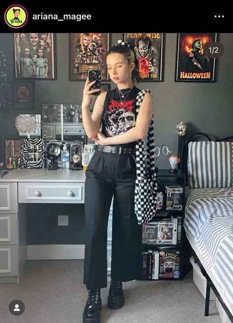 Alternative outfits Alt Trousers Outfit, Future Aesthetic, Trousers Outfit, Trouser Outfit, Alt Outfits, Rock Outfits, Dark Outfits, Rocker Style, Aesthetic Dark