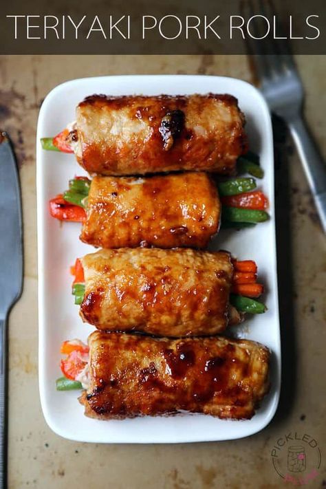 Pork Rolls with Teriyaki Sauce (Video) | Pickled Plum Food And Drinks Teriyaki Pork, Teriyaki Sauce Recipe, Teriyaki Recipe, Pork Roll, Easy Japanese Recipes, Pork Cutlets, Teriyaki Sauce, Healthy Vegetables, Pork Dishes